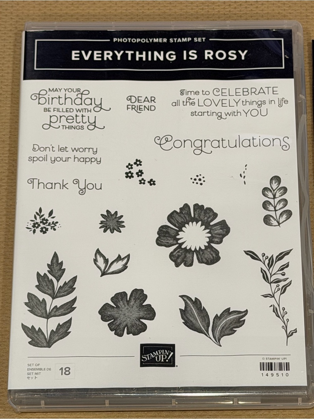 Stampin' Up! Everything Is Rosy Stamp Set with die set